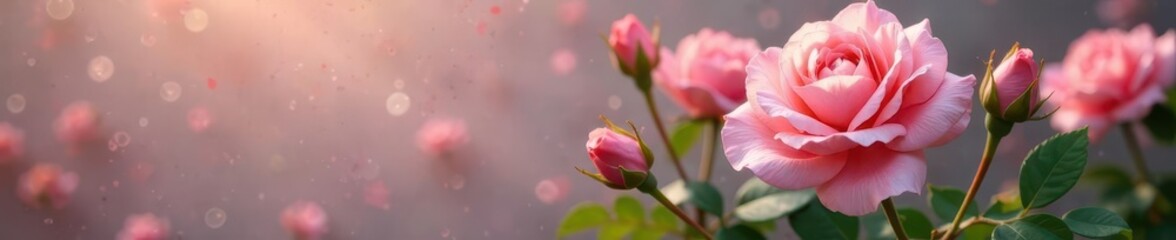 A delicate pink rose bush with single long stemmed flowers, long stemmed flowers, florist, flower bouquet