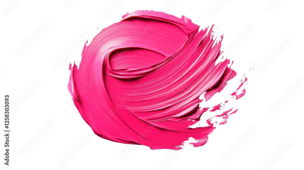 Poster pink paint stroke on transparent background creating dynamic swirl