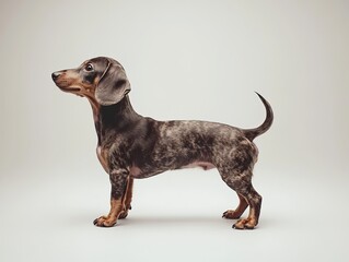 A full-body side profile of a dachshund puppy