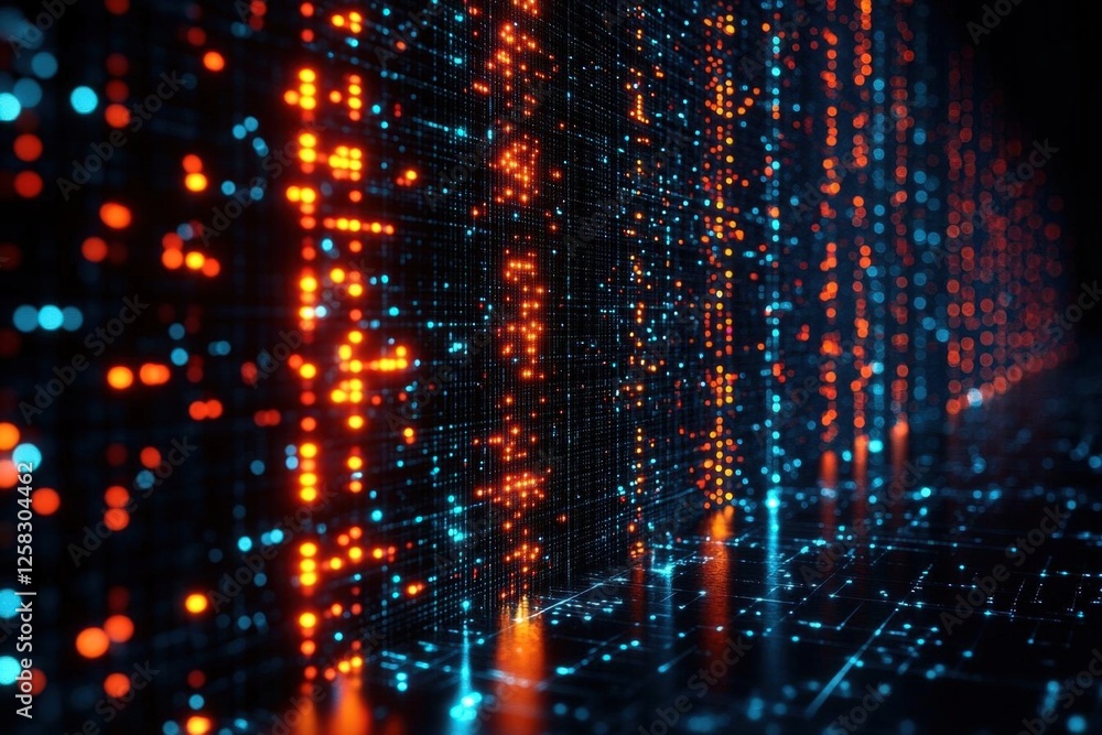 Poster abstract digital technology background with glowing lines and dots
