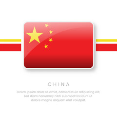 National China Flag.Vector China Button Flag. Realistic National Flag Design and Vector Template.