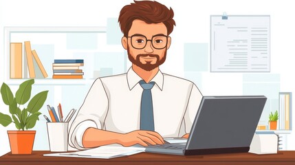 Naklejka premium Accounting Bookkeeper Clerk Man. Bank Advisor