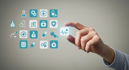 Hand choose healthcare medical icon. Health insurance health concept. access to serve welfare health and copy space