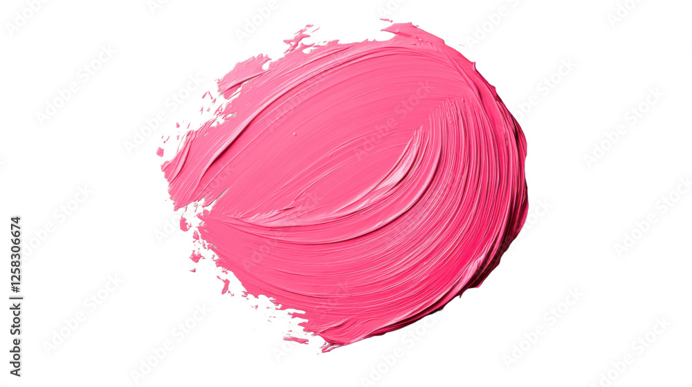 Poster pink paint brush stroke on transparent background creating a round shape