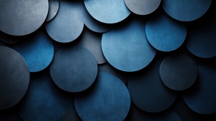 Photo of Blue Background with Minimalistic Circles and Triangles for Design, Featuring White Space in the Center for Text. Ideal for Banner Templates and Digital Projects. Minimalist Wallpaper.