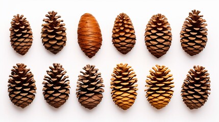Pine Cones Isolated on White