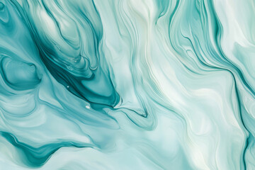 Obraz premium A cool, tranquil abstract background with mint green, teal, and pale blue. Smooth gradients, flowing shapes, and a calm, peaceful vibe. Ideal for wellness or nature-themed designs.