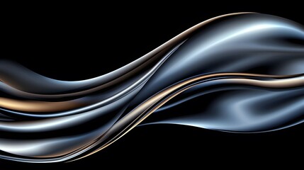 Obraz premium Smooth Metallic Waves in Dark Background for Abstract Designs
