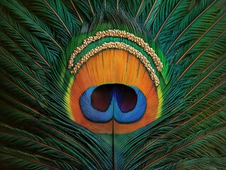 Vibrant peacock feather close-up nature macro photography captivating colors artistic viewpoint beauty concept