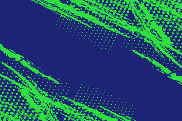 Blue halftone abstract sports background with grunge texture, brush stroke effect