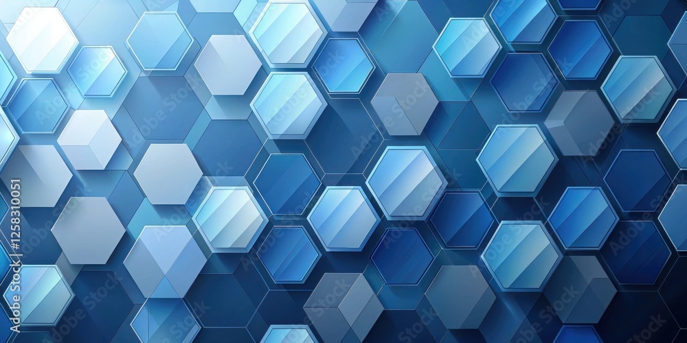 Poster abstract hexagonal geometric pattern in shades of blue