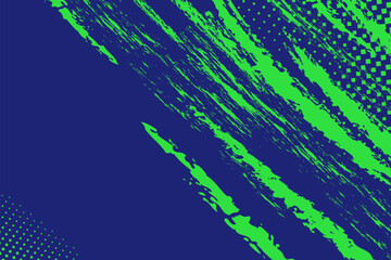Blue and green abstract sports background with grunge texture, brush stroke and halftone effect