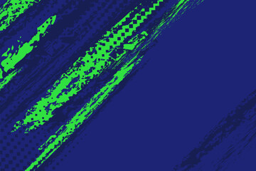Dark blue abstract sports background with grunge texture, brush stroke and halftone effect