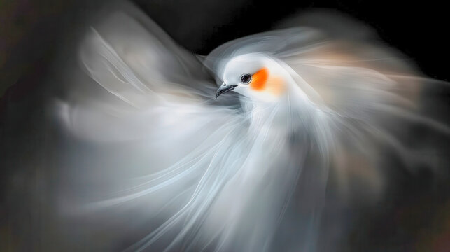 Luminiscent white bird,art