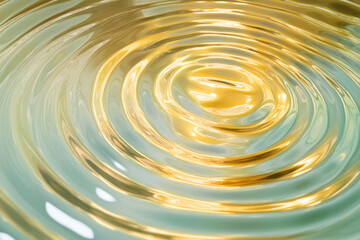 circular motion of gold and light green, creating continuous, smooth ripples that evoke a sense of timeless flow and balance.