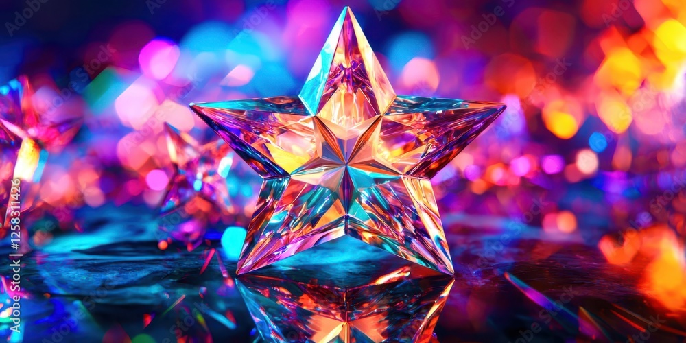 Poster star is on a table with a blue background