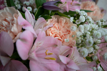 Soft Pastel Bouquet of Carnations, Alstroemeria & Gypsophila – Floral Delight