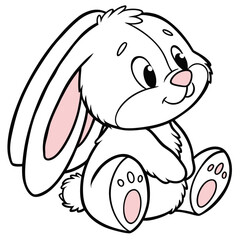 Generate a photorealistic image of a cute, plush bunny rabbit with long, floppy ears, soft fur, and rosy cheeks.  The bunny should be lying down.