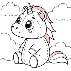 A close-up shot of a soft, plush unicorn toy featuring a vibrant rainbow mane and tail, showcasing its texture and adorable expression.