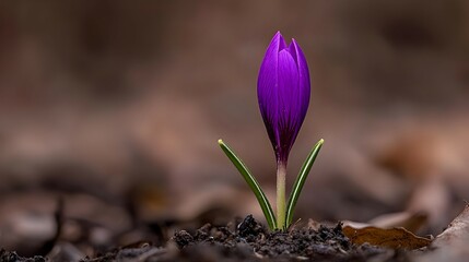 Obraz premium Purple Crocus Blooming in Spring Garden