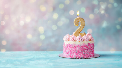 Second birthday celebration card design for girls with copy space