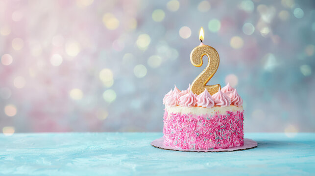 Second birthday celebration card design for girls with copy space