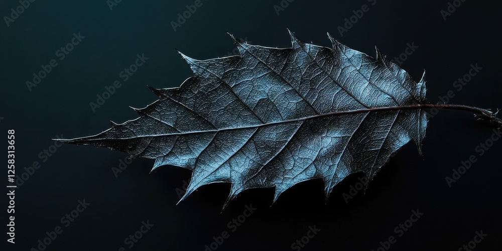 Poster leaf with a blue and white pattern