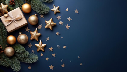 yuletide christmas flat lay replica space mild heritage with bright stars