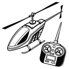 A close-up shot of a small, vibrant red remote-controlled helicopter, showcasing its intricate details and miniature rotor blades.