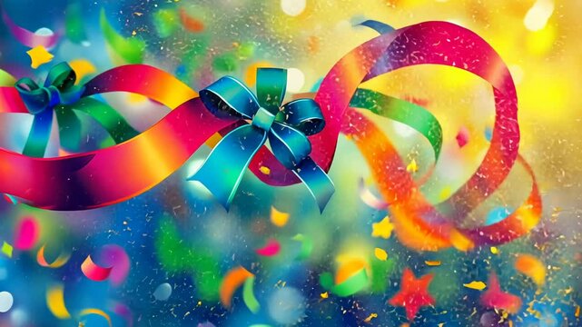 Holiday Decoration with Gold Ribbon Bow and Vibrant Colors for Christmas and Easter Celebrations