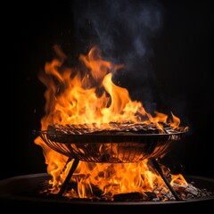 Charcoal Grill with Open Fire