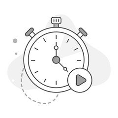 Time Management Icon – A stopwatch with a play button, representing time tracking, efficiency,...