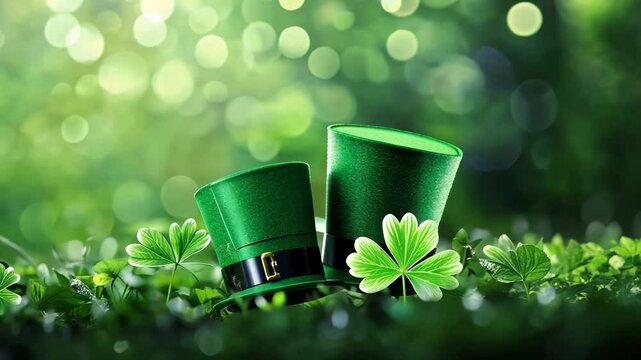 St Patricks Day Clover Cup Mug Illustration with Gold Shamrock and Leprechaun Hat