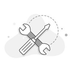 Tools and Maintenance Icon – A vector illustration of a wrench and screwdriver crossed, symbolizing tools, repair, settings, or maintenance.