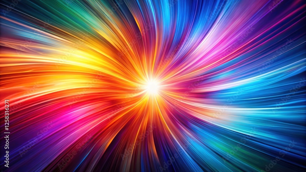 Aufkleber dynamic rainbow burst vibrant swirling light rays converging at a bright core