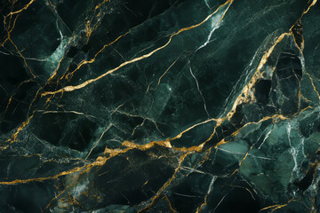 A luxurious abstract background with deep green marble textures, gold veins, and subtle swirling patterns. A rich and elegant aesthetic, perfect for premium branding and high-end designs.