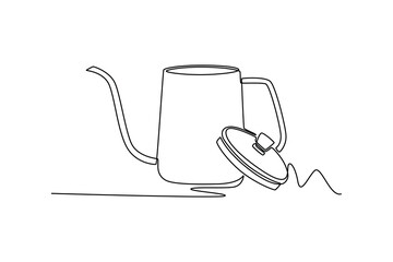 Coffee tools concept. Single line draw design vector graphic illustration.	