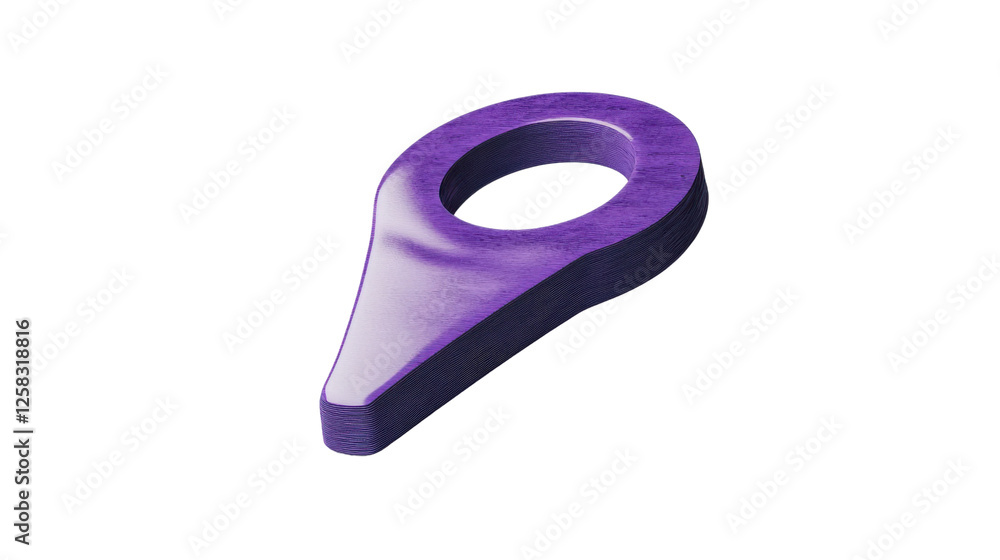 Poster purple 3d location pin icon on transparent background representing gps and navigation