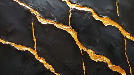 Black Marble Background with Golden Veins for Elegant Design Projects