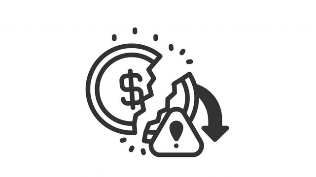 Animated decrease with coin and currency sign. Suitable for finance, employee, management, teamwork, office, leadership, leader, company, corporate, manager, employment, development and business