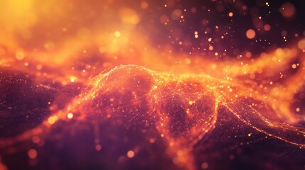 Obraz premium A mesmerizing abstract image showcasing vibrant orange and golden particles, creating a dynamic and flowing visual experience, perfect for digital projects.