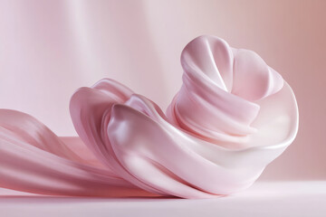 graceful twisting form in light pink, gently rotating and creating a sense of effortless elegance.