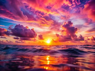 Fototapeta premium Pacific Sunset Macro: Vibrant Pink Hues at Golden Hour