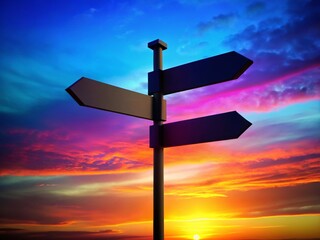 3D Signpost Silhouette, Isolated White Background - Directional Signage Mockup