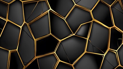 Obraz premium Elegant Black and Gold Geometric Pattern with Honeycomb Shapes