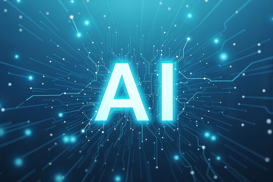 Artificial intelligence concept with glowing network. Advanced technology and data processing illustration
