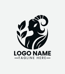 Faun Woman Logo, Forest Nymph Logo, Nature Spirit Logo