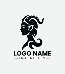 Faun Woman Logo, Forest Nymph Logo, Nature Spirit Logo
