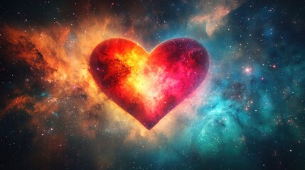 Fiery cosmic heart in nebula.