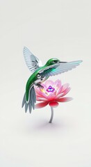 Obraz premium Robotic Hummingbird and Lotus Flower Art